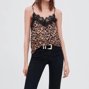 Zara Animal Print Lace Camisole Size Small